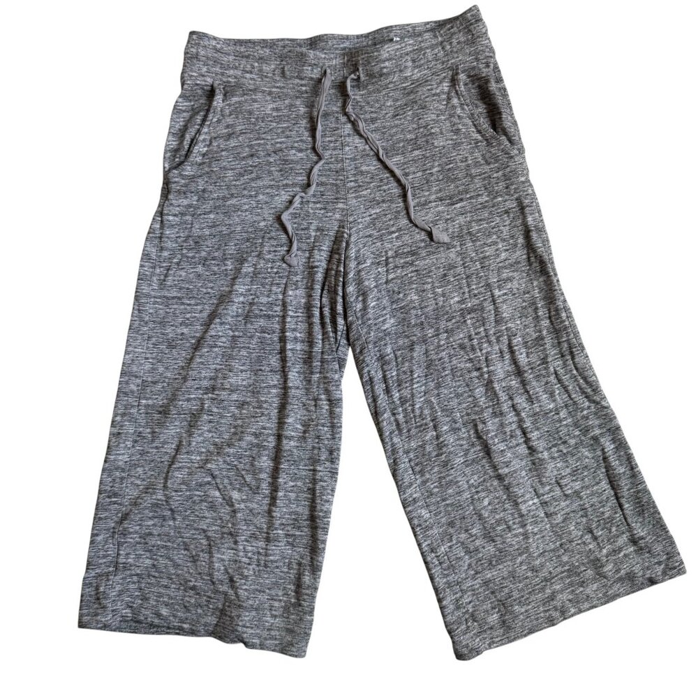 mae Cropped Wide Leg Drawstring Gray Pants - Size Medium